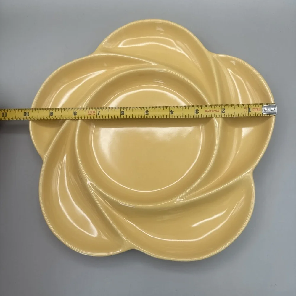 Vintage Yellow Flower Shaped Veggie Fruit Serving Plate Spring Easter Teatime